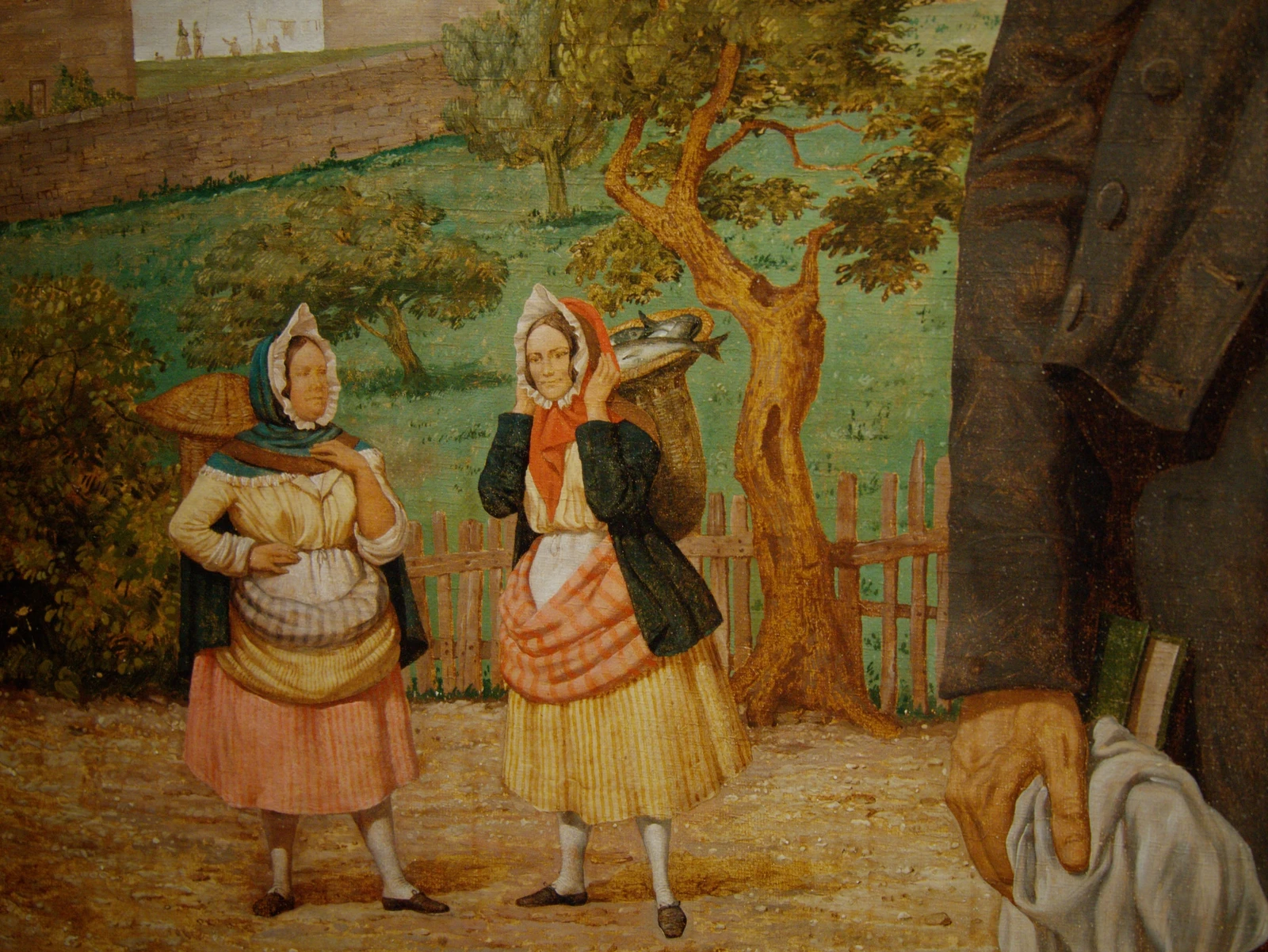 Two women standing in the grounds behind Sir Alexander Morison