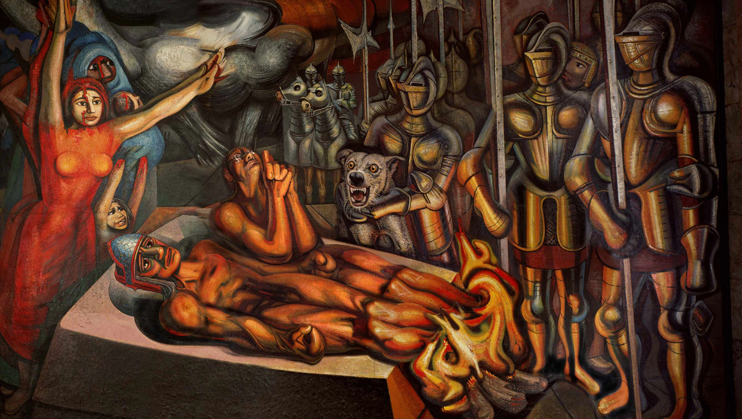 The Torment of Cuauhtémoc, mural by David Alfaro Siqueiros