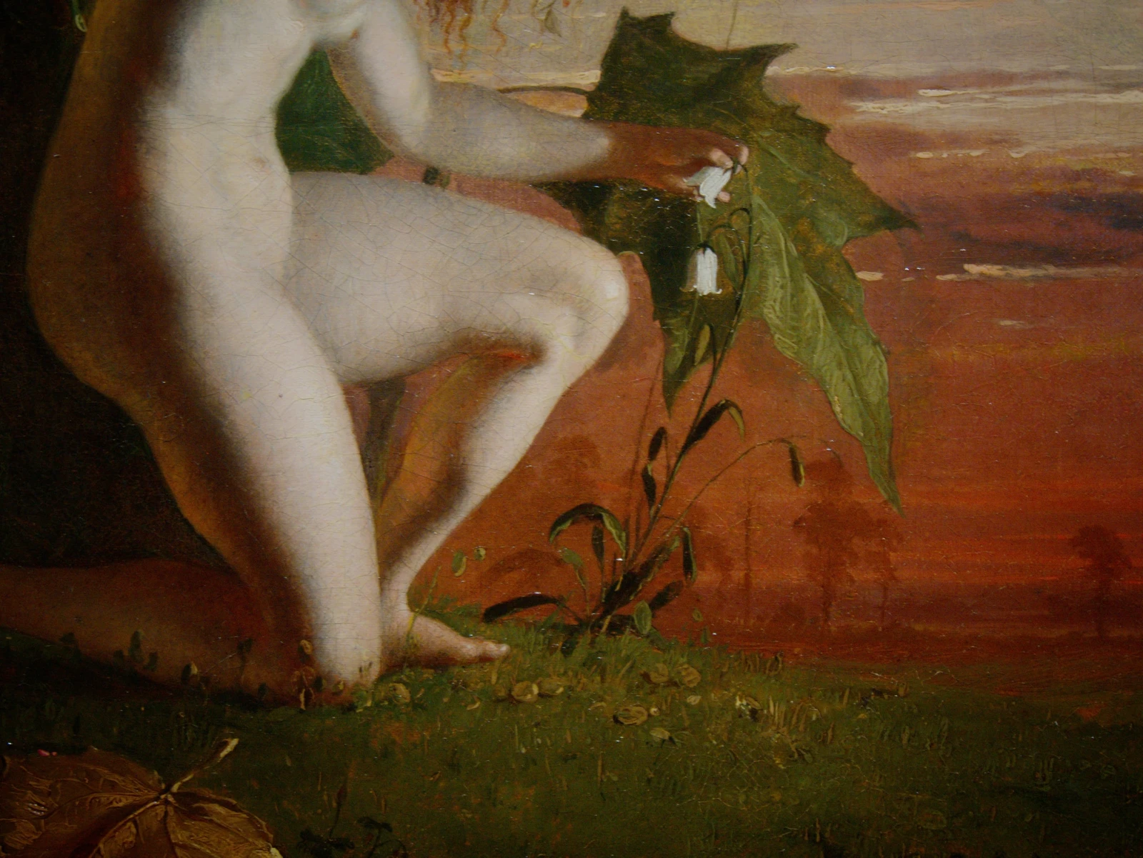 Detail of the seated fairy and foliage in The Haunt of the Fairies