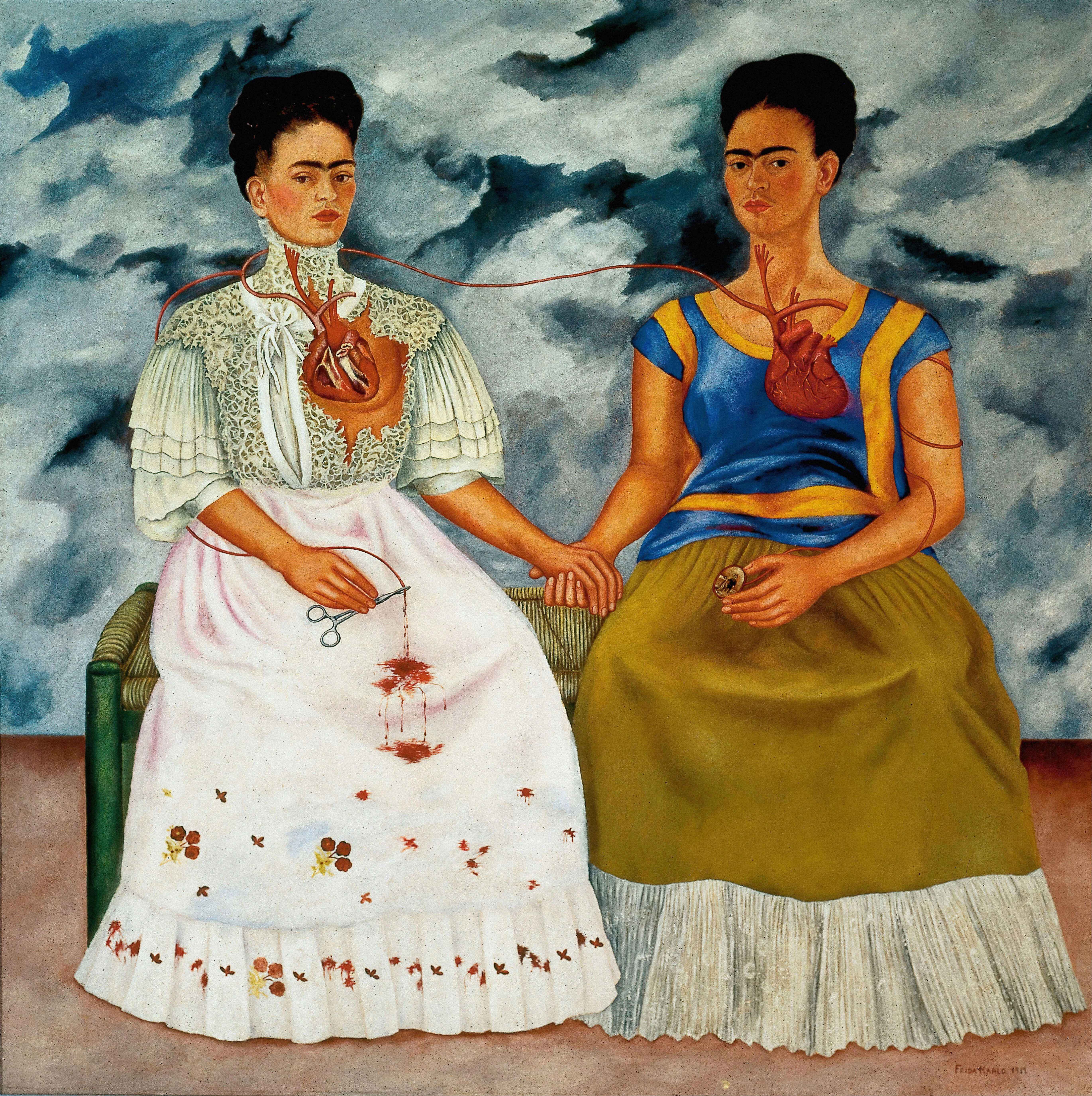 The Two Fridas — double self-portrait, the two figures holding hands